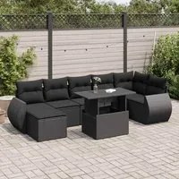 Set Divani da Giardino con Cuscini 8 pz Nero in Polyrattan 3326676