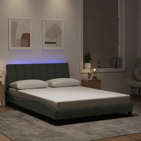 Giroletto Con Luci Led Grigio Chiaro 140x190 Cm İn Velluto /