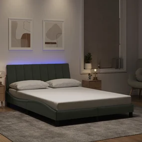 Giroletto Con Luci Led Grigio Chiaro 140x190 Cm İn Velluto /