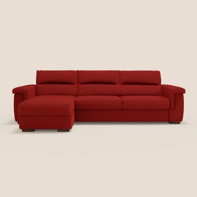Magnolia divano letto angolare con Penisola Contenitore - Materasso H18 cm in tessuto smacchiabile T05 rosso