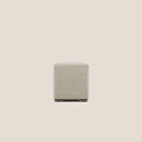 Cube pouf in morbido tessuto impermeabile ad intreccio melangiato T06 panna