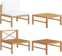 Set Divani Giardino 2 pz Cuscini Crema in Legno di Teak 316110