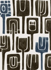Abstrakte Tapete Totem von Elitis - Braun/ Blau