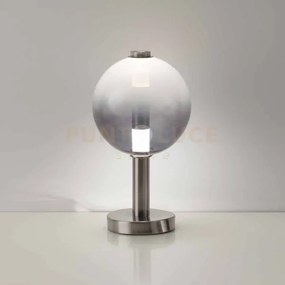 Lampada da tavolo aurora, nichel satinato con vetro fumè 10w 850lm ...