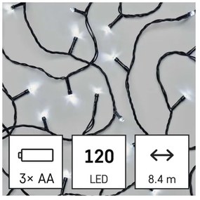 Catena LED natalizia da esterno 120xLED/3xAA 8,9m IP44 bianco freddo