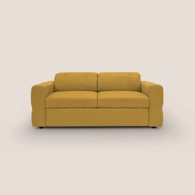 Kronos Divano con pouf estraibile poggiapiedi e poggiatesta reclinabili in morbida microfibra impermeabile T11 giallo