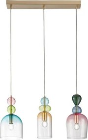 Lampadario Design I-GAUDI-S3 trasparente paralume multicolore 3xE14 LUCE AMBIENTE DESIGN
