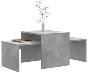 Set tavolini da caffè grigio cemento 100x48x40 cm in truciolato
