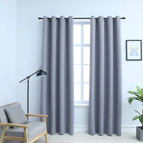 Tende Oscuranti Con Anelli İn Metallo 2 Pz Grigie 140x175 Cm /