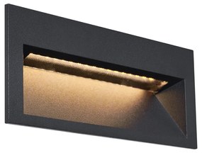 Applique da parete ad incasso moderna nera 16cm incl. LED IP65 - Mert