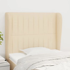 Testiera Ad Orecchio Crema 83x23x118/128 Cm İn Tessuto /