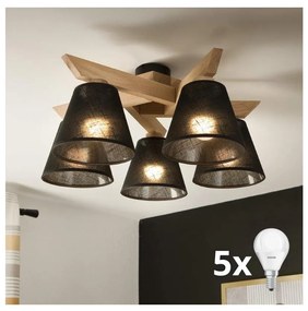 Brilagi - LED Lampadario a plafone ANTHONY 5xE14/40W/230V quercia/nero