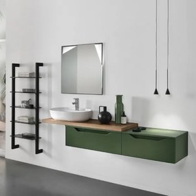 Cassetto bagno sospeso GIGLIO 80 cm in nobilitato Verde Opaco
