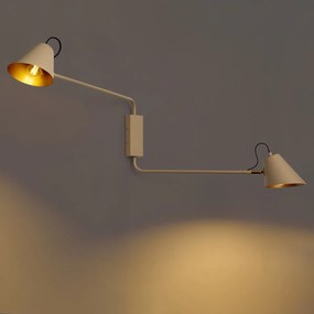 Lampada da parete moderna tortora con interno color oro orientabile a 2 luci - Lune