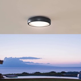 Lindby Plafoniera da esterno a LED Niniel, bianco/nero, plastica