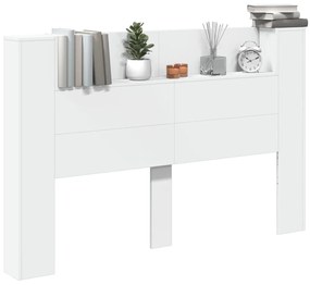 Testiera con contenitore a led bianca 160x16,5x103,5 cm