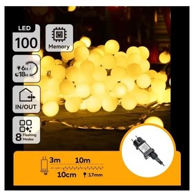 Aigostar - Catena luminosa decorativa LED per esterni 100xLED/3,6W/230V/8 funzioni 10m IP44 bianco caldo