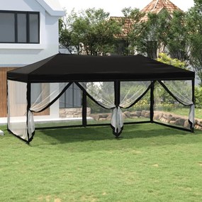 Tenda Per Feste Pieghevole Con Pareti Laterali Nero 3x6 M /