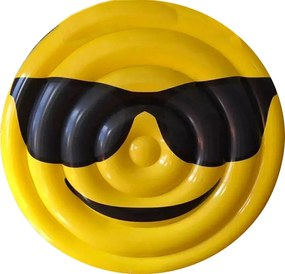 Materassino Gonfiabile Ø150 cm in PVC a Forma di Emoji Ranieri Face Occhiali Giallo...