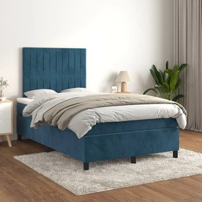 Giroletto A Molle Con Materasso Blu Scuro 120x200 Cm İn Velluto /
