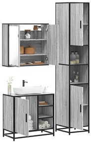 Set Mobili Da Bagno 3 Pz Grigio Sonoma İn Legno Multistrato /