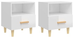 Comodini 2 pz in Bianco Lucido 40x35x47 cm