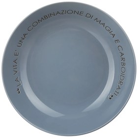 Piatto fondo blu 20 cm stoneware scritta Quotes