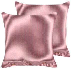 Set di 2 cuscini decorativi rosso e bianco 45 x 45 cm AALITA Beliani