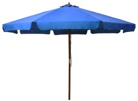 Ombrellone Da Esterni Con Palo İn Legno 330 Cm Azzurro /