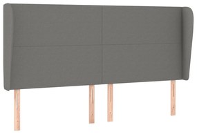 Testiera ad orecchio grigioscuro 203x23x118/128cm in tessuto