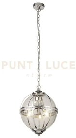 Coronet 3lt pendant - metallo cromato e vetro