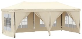 Tenda per Feste Pieghevole con Pareti Laterali Crema 3x6 m