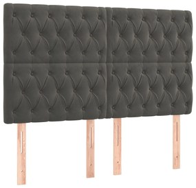 Giroletto a molle con materasso grigio scuro 140x190 cm velluto