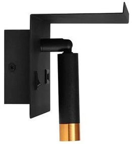 Faretto da parete con mensola e USB caricatore 1xG9/35W/230V nero/oro