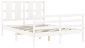 Giroletto con testiera bianco 140x200 cm in legno massello