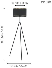 Eglo 99279 - Lampada da terra ESTEPERRA 1xE27/40W/230V