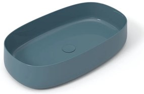 Lavabo da appoggio Wave OLYMPIA CERAMICA ovale in ceramica L 70 x H 14 x P 40 cm petrolio piletta non inclusa