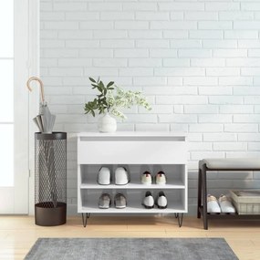 Scarpiera Bianco Lucido 70x36x60 Cm İn Legno Multistrato /