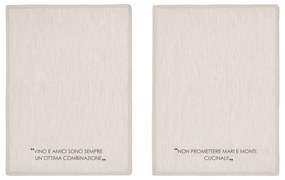 Set 2 strofinacci 45x65 cm tortora con scritta in misto cotone