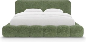 Letto matrimoniale imbottito verde con contenitore con rete inclusa 200x200 cm Solange – Micadoni