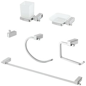 Set accessori a muro 6 pezzi in acciaio cromato e viti incluse Unica