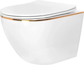 Vaso WC sospeso Rea Carlo Tornado Rimless Flat GOLD EDGE
