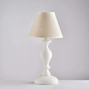 Lumetto in legno bianco shabby 1 luce con paralume dm.20 cascina