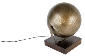 Lampada da tavolo industriale bronzo con legno - Haicha