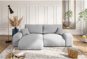 Divano angolare variabile in velluto a coste grigio chiaro Justin - Ropez