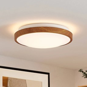 Lindby plafoniera LED Mynte, Ø30cm, effetto legno, plastica