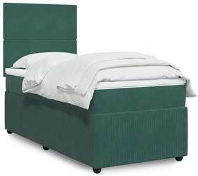 Giroletto A Molle Con Materasso Verde Scuro 80x200 Cm Velluto /