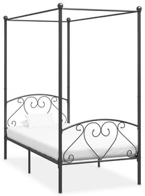 Letto a Baldacchino Grigio in Metallo 90x200 cm