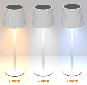 Lampada da Tavolo Ricaricabile 2.2W IP54 CCT Dimmerabile - Bianco Rigato