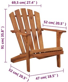 Sedia da giardino adirondack in legno massello di acacia